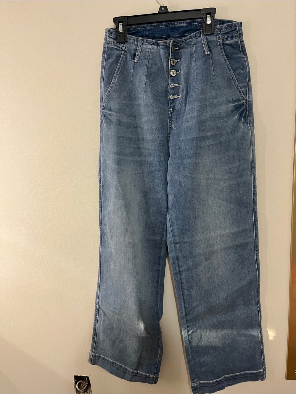 Mango Light Blue Wide-Leg Denim Jeans